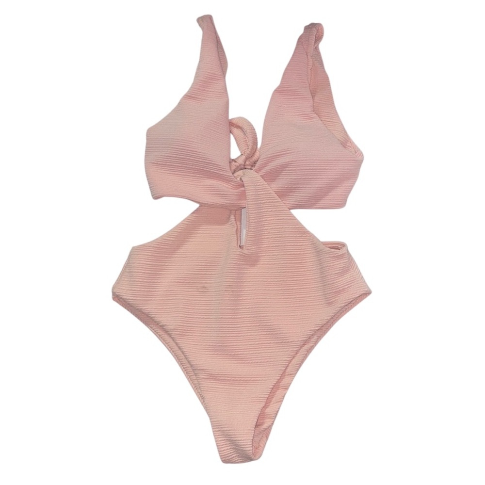 Ribbed One Piece Swimsuit - Baby Pink - Size L